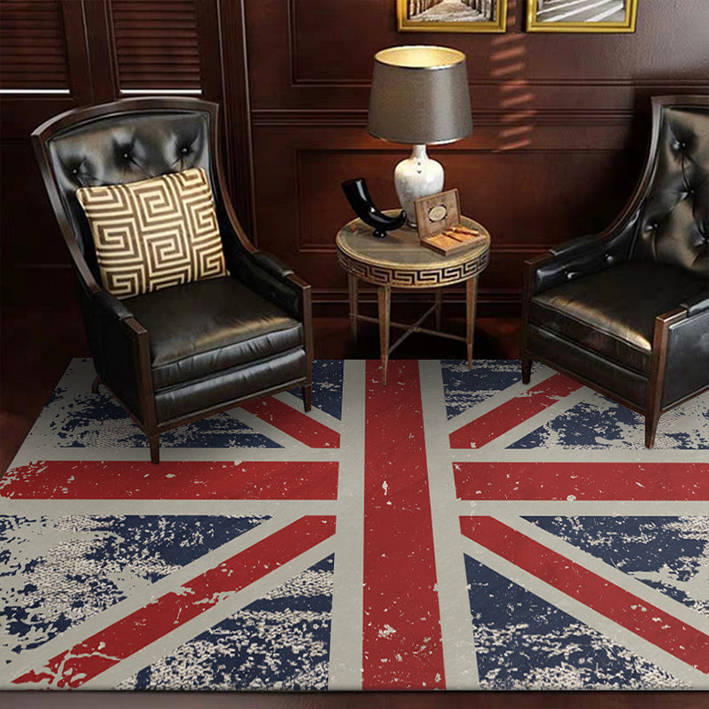 Funky British Flag Pattern Rug Red Nordic Rug Polyester Washable Anti-Slip Backing Area Rug for Living Room Clearhalo 'Area Rug' 'Modern' 'Rugs' Rug' 1635197