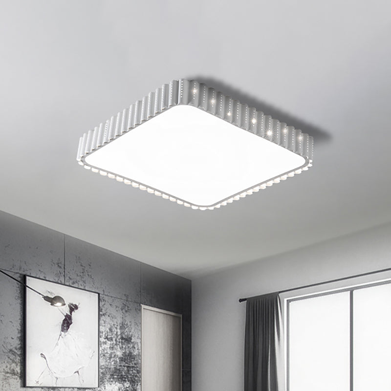 Modern LED Flush Mount Lamp with Acrylic Shade White/Gold Rectangular Ceiling Light in Warm/White Light, 19"/37.5" W White 19" White Clearhalo 'Ceiling Lights' 'Close To Ceiling Lights' 'Close to ceiling' 'Flush mount' Lighting' 163522