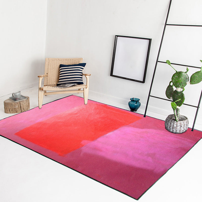 Red and Yellow Bedroom Rug Modern Abstract Painting Pattern Area Rug Polyester Washable Stain-Resistant Carpet Red Clearhalo 'Area Rug' 'Modern' 'Rugs' Rug' 1635228