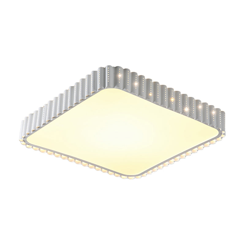 Modern LED Flush Mount Lamp with Acrylic Shade White/Gold Rectangular Ceiling Light in Warm/White Light, 19"/37.5" W White 19" Warm Clearhalo 'Ceiling Lights' 'Close To Ceiling Lights' 'Close to ceiling' 'Flush mount' Lighting' 163524