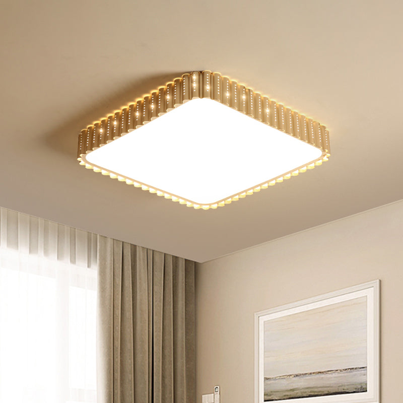 Modern LED Flush Mount Lamp with Acrylic Shade White/Gold Rectangular Ceiling Light in Warm/White Light, 19"/37.5" W Gold 19" Warm Clearhalo 'Ceiling Lights' 'Close To Ceiling Lights' 'Close to ceiling' 'Flush mount' Lighting' 163525