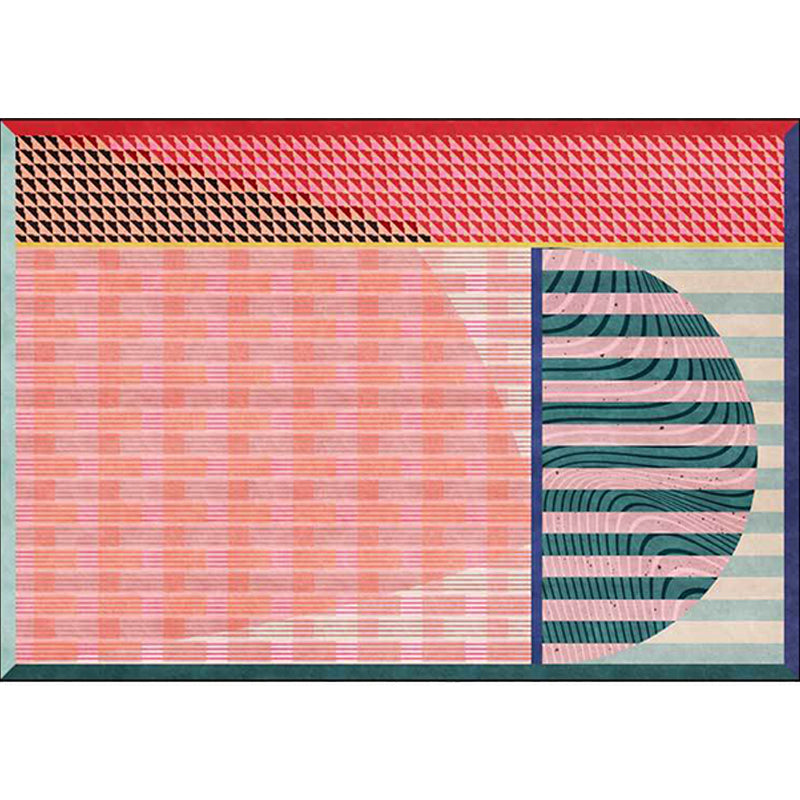 Pink Bedroom Rug Modern Color Block Geometry Stripe Pattern Area Rug Polyester Stain-Resistant Carpet Clearhalo 'Area Rug' 'Modern' 'Rugs' Rug' 1635263