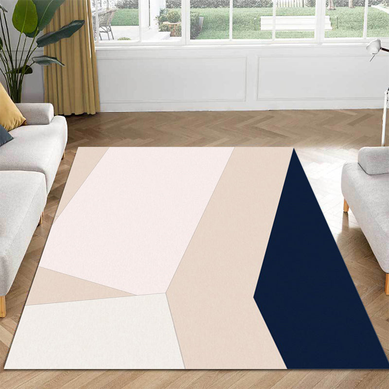 Ivory Bedroom Rug Modern Color Block Pattern Area Rug Polyester Washable Anti-Slip Backing Carpet Clearhalo 'Area Rug' 'Modern' 'Rugs' Rug' 1635384