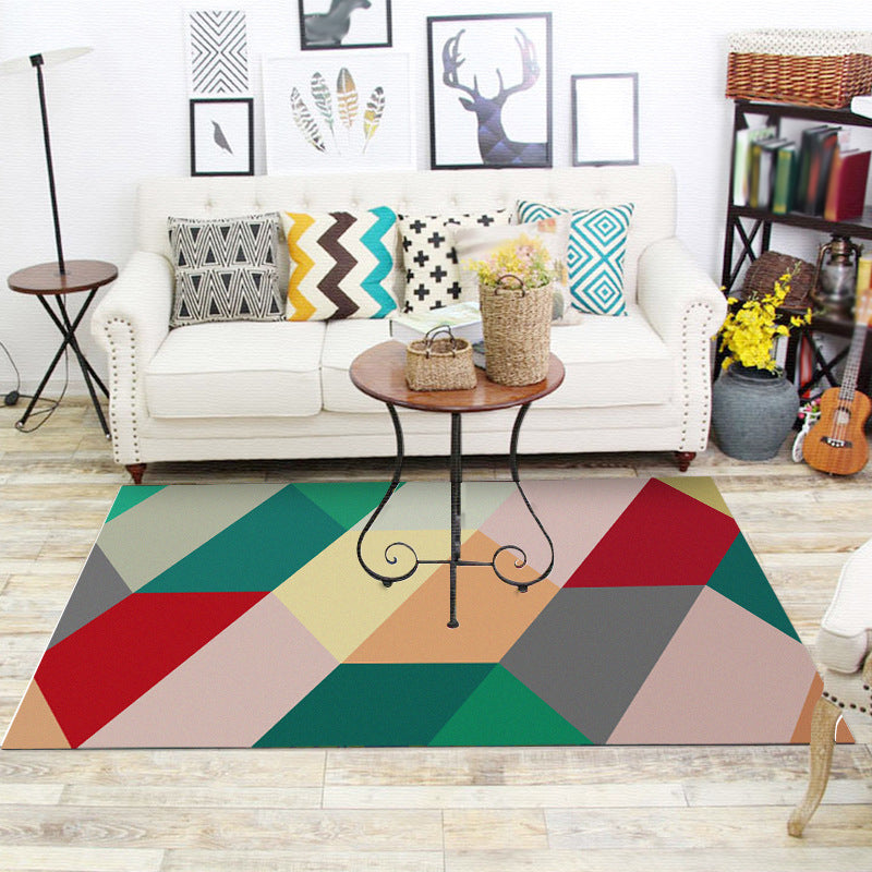 Scandinavian Modern Rug Colorful Colorblock Trapezoid Pattern Rug Polyester Washable Carpet for Home Decoration Red Clearhalo 'Area Rug' 'Modern' 'Rugs' Rug' 1635392