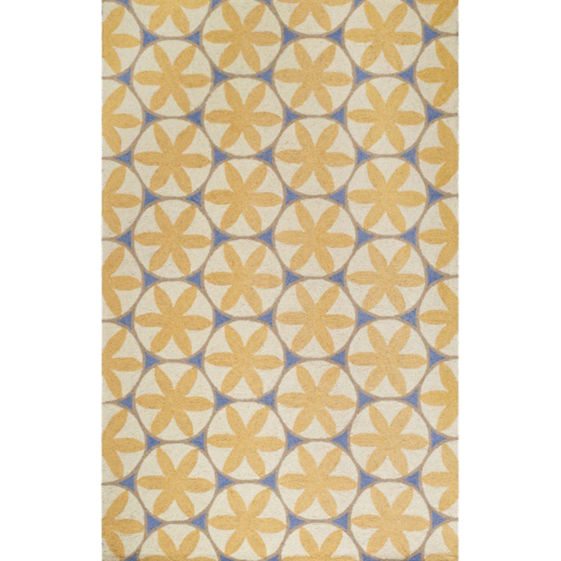 Contemporary Modern Rug in Yellow Geometry Circle Flower Pattern Rug Polyester Washable Carpet for Home Decoration Clearhalo 'Area Rug' 'Modern' 'Rugs' Rug' 1635403