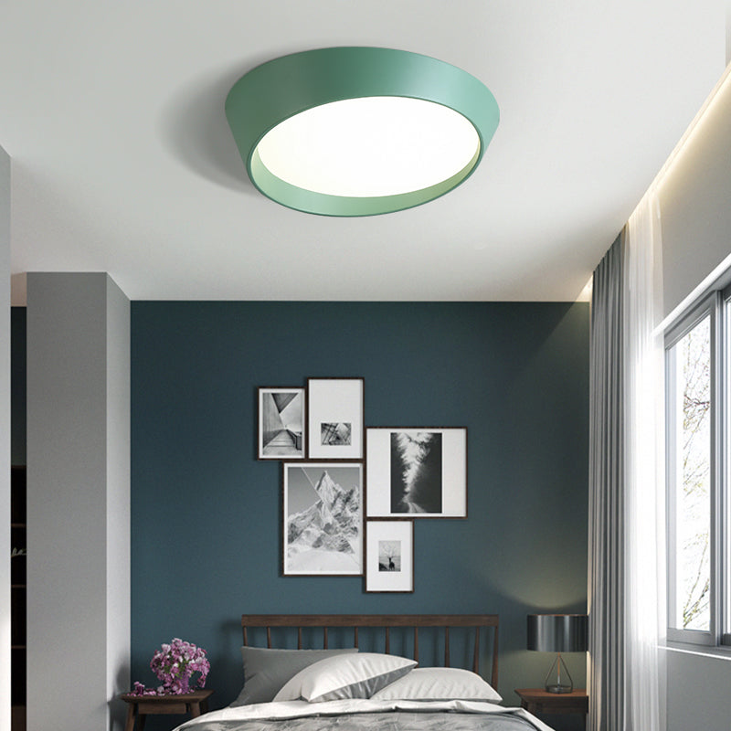 Nordic Round Ceiling Light Fixture Acrylic LED Bedroom Flush Mount Lamp in White/Grey/Green, 16"/19.5" Dia Clearhalo 'Ceiling Lights' 'Close To Ceiling Lights' 'Close to ceiling' 'Flush mount' Lighting' 163548