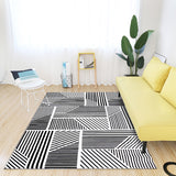 Modern Living Room Rug in Black and White Geometric Stripe Print Rug Polyester Machine Washable Area Rug Black-White Clearhalo 'Area Rug' 'Modern' 'Rugs' Rug' 1635488