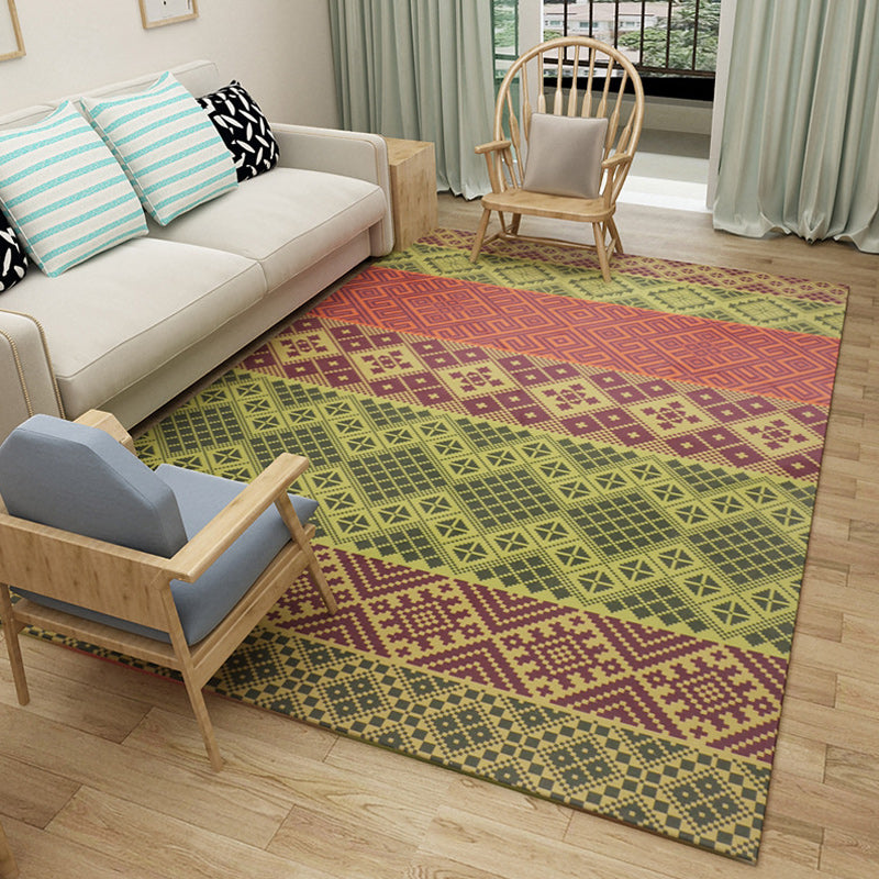 Green and White Bedroom Rug Southwestern Geometric Animal Pattern Area Rug Polyester Anti-Slip Carpet Light Green Clearhalo 'Area Rug' 'Rugs' 'Southwestern' Rug' 1635514