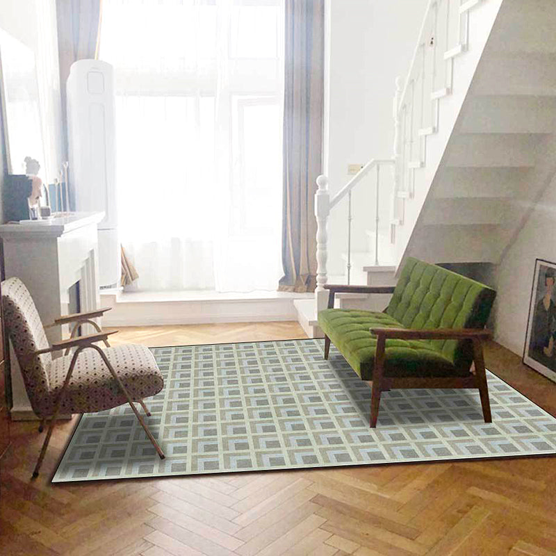 Modern Checked Pattern Rug Green and Blue Polyester Rug Machine Washable Non-Slip Area Rug for Bedroom Green Clearhalo 'Area Rug' 'Modern' 'Rugs' Rug' 1635612