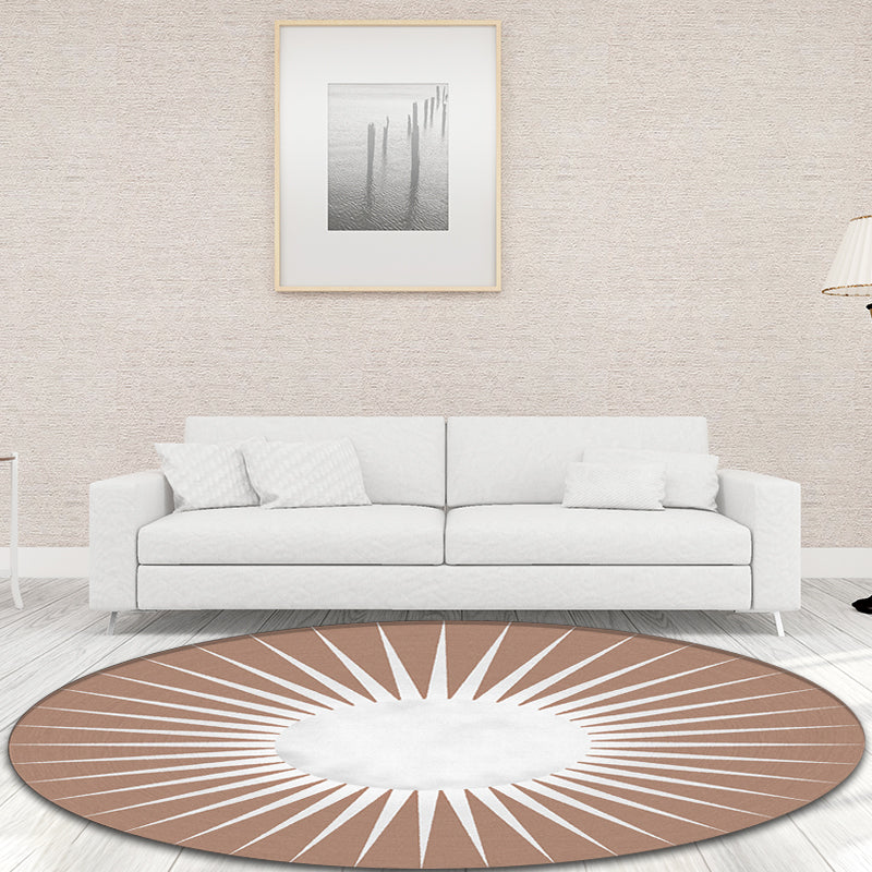 Funky Radial Pattern Rug Brown and Yellow Modern Rug Polyester Washable Non-Slip Backing Area Rug for Living Room Clearhalo 'Area Rug' 'Modern' 'Rugs' Rug' 1635641