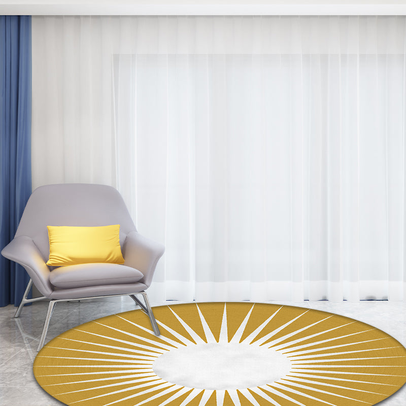 Funky Radial Pattern Rug Brown and Yellow Modern Rug Polyester Washable Non-Slip Backing Area Rug for Living Room Yellow Clearhalo 'Area Rug' 'Modern' 'Rugs' Rug' 1635648