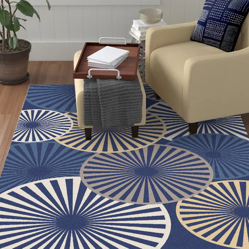 Stylish Radial Pattern Rug Beige and Blue Modern Rug Polyester Washable Non-Slip Backing Area Rug for Living Room Blue Clearhalo 'Area Rug' 'Modern' 'Rugs' Rug' 1635656