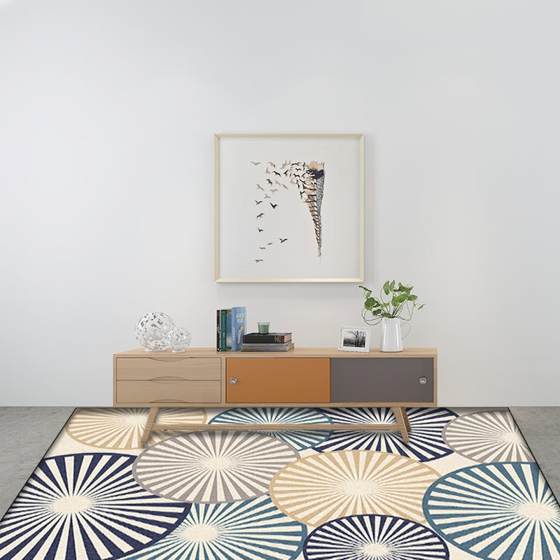 Stylish Radial Pattern Rug Beige and Blue Modern Rug Polyester Washable Non-Slip Backing Area Rug for Living Room Clearhalo 'Area Rug' 'Modern' 'Rugs' Rug' 1635665