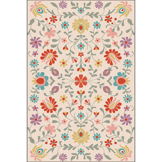 Vintage Floral Pattern Rug Pink Polyester Rug Machine Washable Non-Slip Area Rug for Bedroom Clearhalo 'Area Rug' 'Rugs' 'Vintage' Rug' 1635690