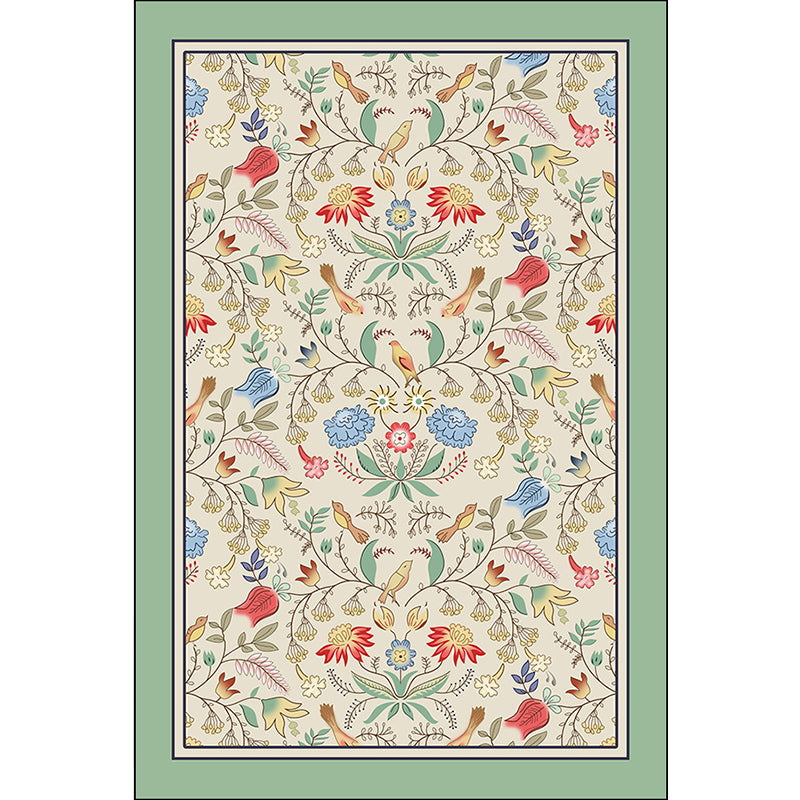 Retro Floral Pattern Rug with Leaf Beige and Green Classic Rug Polyester Washable Non-Slip Backing Area Rug for Living Room Clearhalo 'Area Rug' 'Modern' 'Rugs' Rug' 1635746