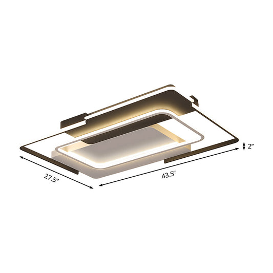 Modernism Rectangular Flush Mount Light Acrylic 35.5"/43" Wide LED Living Room Ceiling Fixture in White/Warm Light Clearhalo 'Ceiling Lights' 'Close To Ceiling Lights' 'Close to ceiling' 'Flush mount' Lighting' 163574
