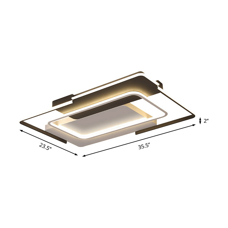 Modernism Rectangular Flush Mount Light Acrylic 35.5"/43" Wide LED Living Room Ceiling Fixture in White/Warm Light Clearhalo 'Ceiling Lights' 'Close To Ceiling Lights' 'Close to ceiling' 'Flush mount' Lighting' 163575