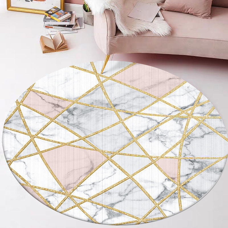 Stylish Geometric Pattern Rug White and Pink Nordic Rug Polyester Washable Non-Slip Backing Area Rug for Living Room Pink Clearhalo 'Area Rug' 'Modern' 'Rugs' Rug' 1635808