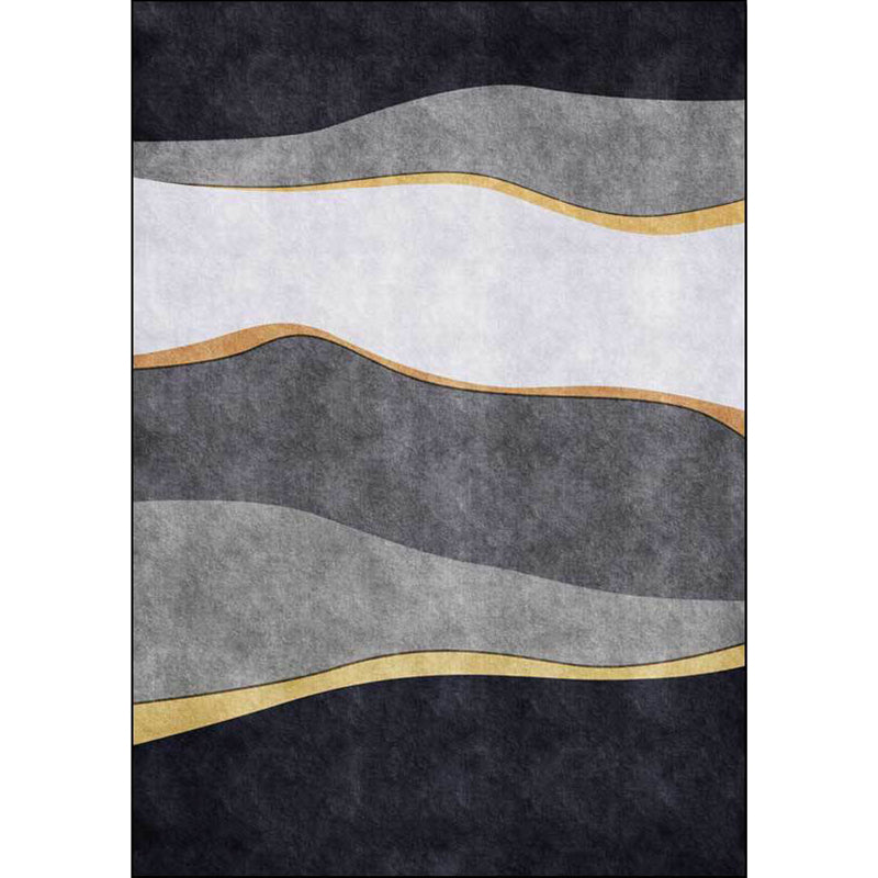 Unique Colorblock Rug Black and Grey Modern Rug Polyester Washable Non-Slip Backing Area Rug for Living Room Clearhalo 'Area Rug' 'Modern' 'Rugs' Rug' 1635834