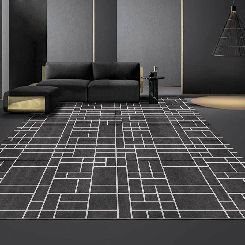 Unique Geometric Pattern Rug Dark Grey Casual Rug Polyester Washable Non-Slip Backing Area Rug for Living Room Clearhalo 'Area Rug' 'Modern' 'Rugs' Rug' 1635841