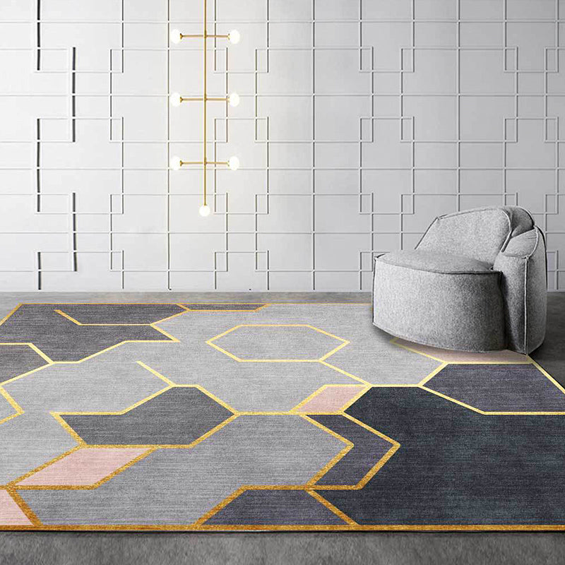 Grey Novelty Rug Polyester Geometric Pattern Rug Washable Non-Slip Backing Carpet for Living Room Clearhalo 'Area Rug' 'Modern' 'Rugs' Rug' 1635848