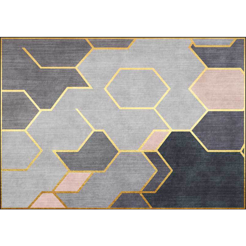 Grey Novelty Rug Polyester Geometric Pattern Rug Washable Non-Slip Backing Carpet for Living Room Clearhalo 'Area Rug' 'Modern' 'Rugs' Rug' 1635850