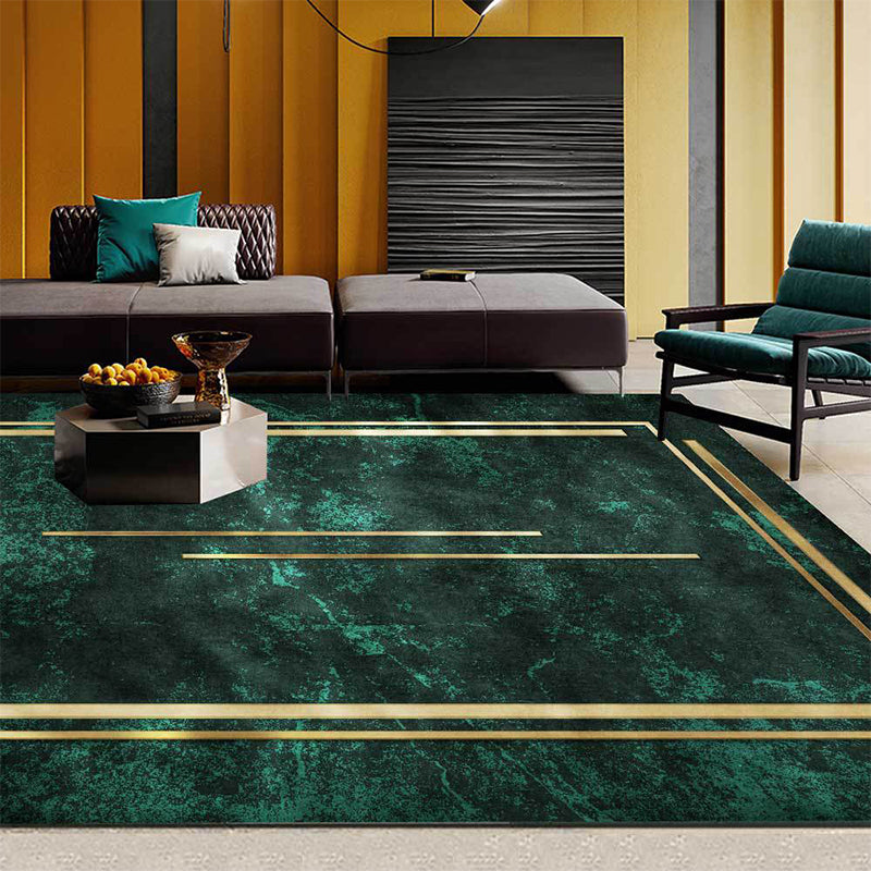 Novelty Abstract Rug Green and Golden Polyester Rug Machine Washable Non-Slip Area Rug for Bedroom Blackish Green Clearhalo 'Area Rug' 'Modern' 'Rugs' Rug' 1635864