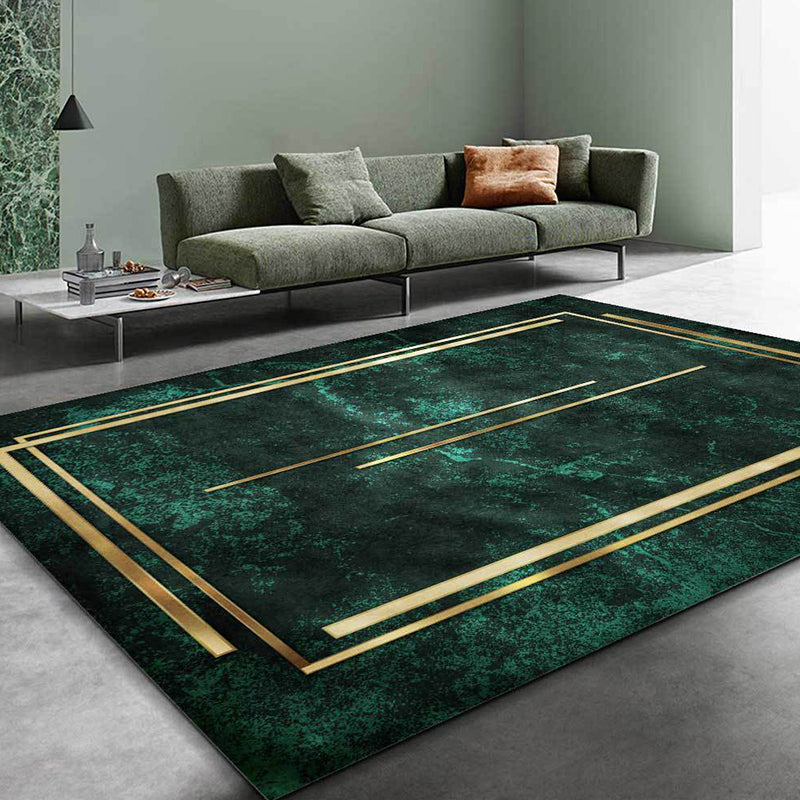 Novelty Abstract Rug Green and Golden Polyester Rug Machine Washable Non-Slip Area Rug for Bedroom Clearhalo 'Area Rug' 'Modern' 'Rugs' Rug' 1635865