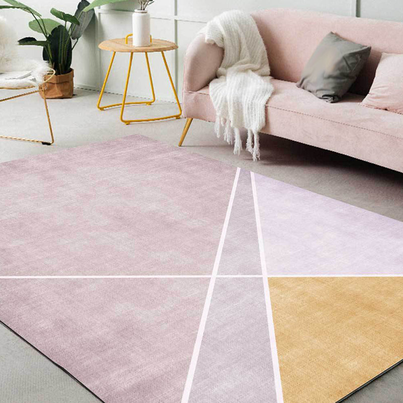 Pink and Yellow Novelty Rug Polyester Colorblock Rug Washable Non-Slip Backing Carpet for Living Room Pink Clearhalo 'Area Rug' 'Modern' 'Rugs' Rug' 1635912