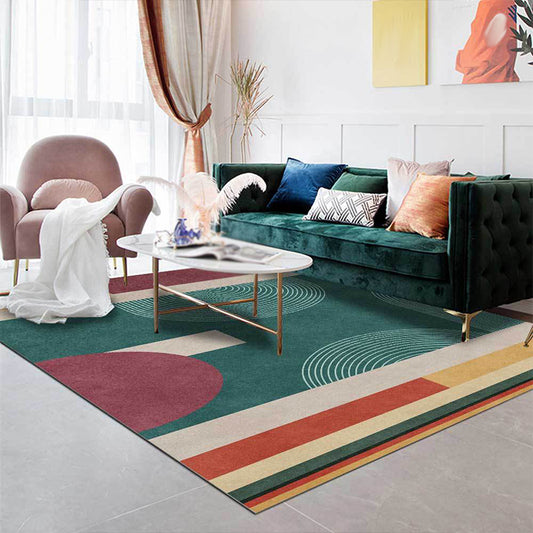 Modern Colorblock Rug Green Multicolor Polyester Rug Machine Washable Non-Slip Area Rug for Bedroom Green Clearhalo 'Area Rug' 'Modern' 'Rugs' Rug' 1635928