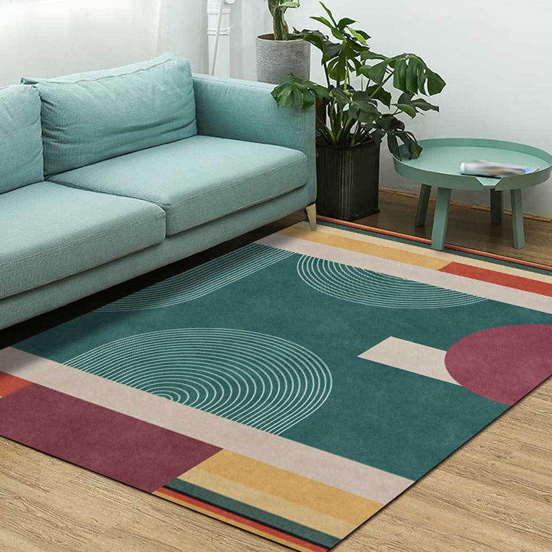 Modern Colorblock Rug Green Multicolor Polyester Rug Machine Washable Non-Slip Area Rug for Bedroom Clearhalo 'Area Rug' 'Modern' 'Rugs' Rug' 1635929