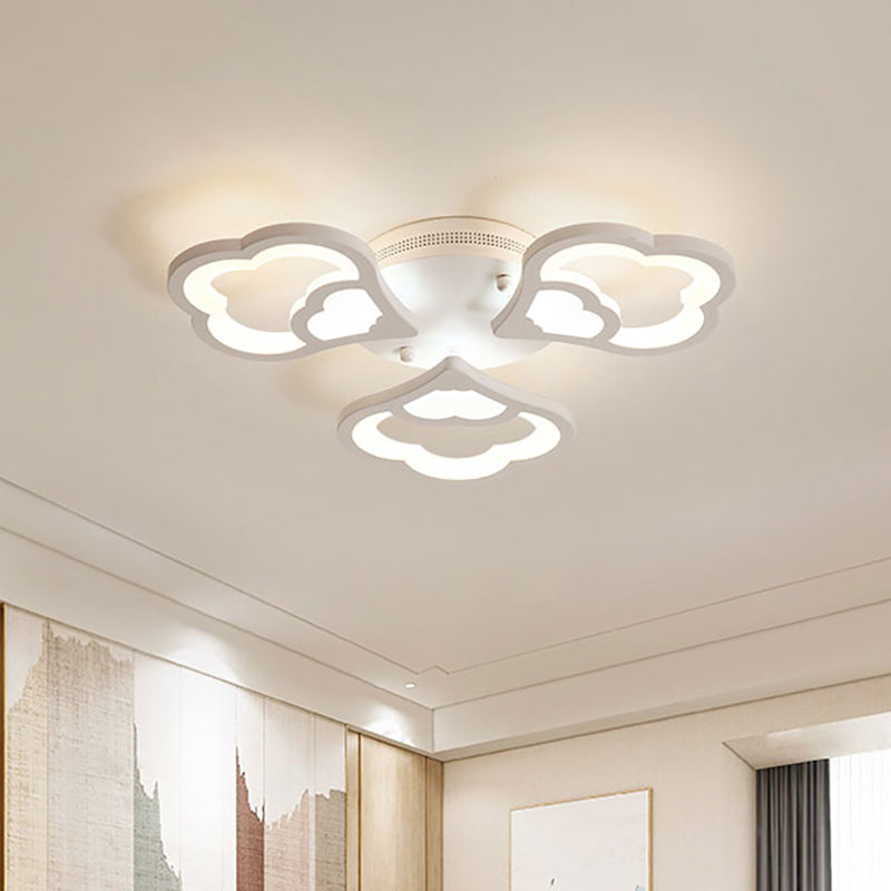 3/5/12-Head LED Bedroom Flush Light with Flower Acrylic Shade White Ceiling Mounted Fixture in Warm/White Light Clearhalo 'Ceiling Lights' 'Close To Ceiling Lights' 'Close to ceiling' 'Flush mount' Lighting' 163593