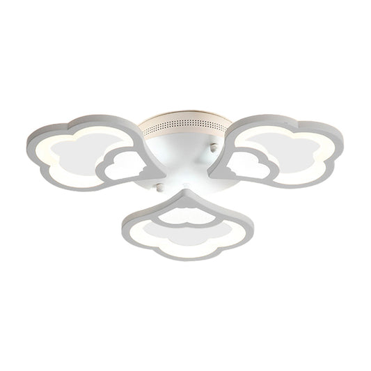 3/5/12-Head LED Bedroom Flush Light with Flower Acrylic Shade White Ceiling Mounted Fixture in Warm/White Light Clearhalo 'Ceiling Lights' 'Close To Ceiling Lights' 'Close to ceiling' 'Flush mount' Lighting' 163594