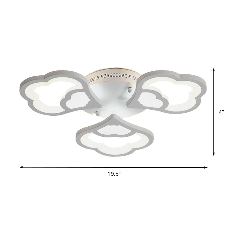 3/5/12-Head LED Bedroom Flush Light with Flower Acrylic Shade White Ceiling Mounted Fixture in Warm/White Light Clearhalo 'Ceiling Lights' 'Close To Ceiling Lights' 'Close to ceiling' 'Flush mount' Lighting' 163595