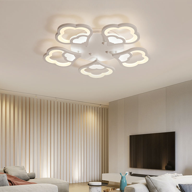 3/5/12-Head LED Bedroom Flush Light with Flower Acrylic Shade White Ceiling Mounted Fixture in Warm/White Light Clearhalo 'Ceiling Lights' 'Close To Ceiling Lights' 'Close to ceiling' 'Flush mount' Lighting' 163597