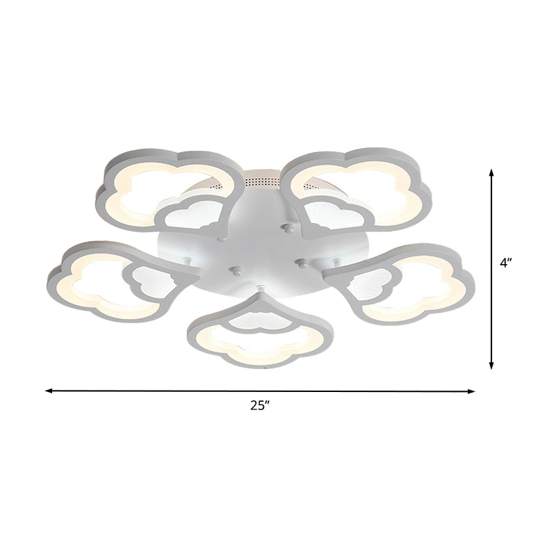 3/5/12-Head LED Bedroom Flush Light with Flower Acrylic Shade White Ceiling Mounted Fixture in Warm/White Light Clearhalo 'Ceiling Lights' 'Close To Ceiling Lights' 'Close to ceiling' 'Flush mount' Lighting' 163599