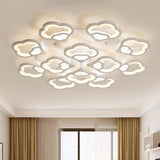 3/5/12-Head LED Bedroom Flush Light with Flower Acrylic Shade White Ceiling Mounted Fixture in Warm/White Light 12 White Clearhalo 'Ceiling Lights' 'Close To Ceiling Lights' 'Close to ceiling' 'Flush mount' Lighting' 163600