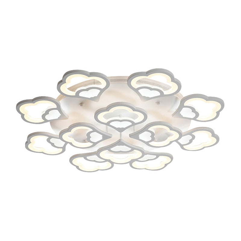 3/5/12-Head LED Bedroom Flush Light with Flower Acrylic Shade White Ceiling Mounted Fixture in Warm/White Light Clearhalo 'Ceiling Lights' 'Close To Ceiling Lights' 'Close to ceiling' 'Flush mount' Lighting' 163602