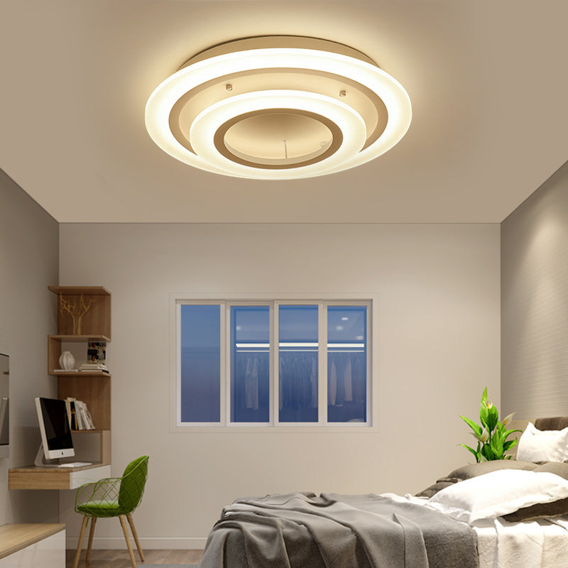 Acrylic Multi-Layer Ceiling Lamp Minimalist 2/3/4-Head LED White Flush Mount Lighting in Warm/White Light 2 White Warm Clearhalo 'Ceiling Lights' 'Close To Ceiling Lights' 'Close to ceiling' 'Flush mount' Lighting' 163611