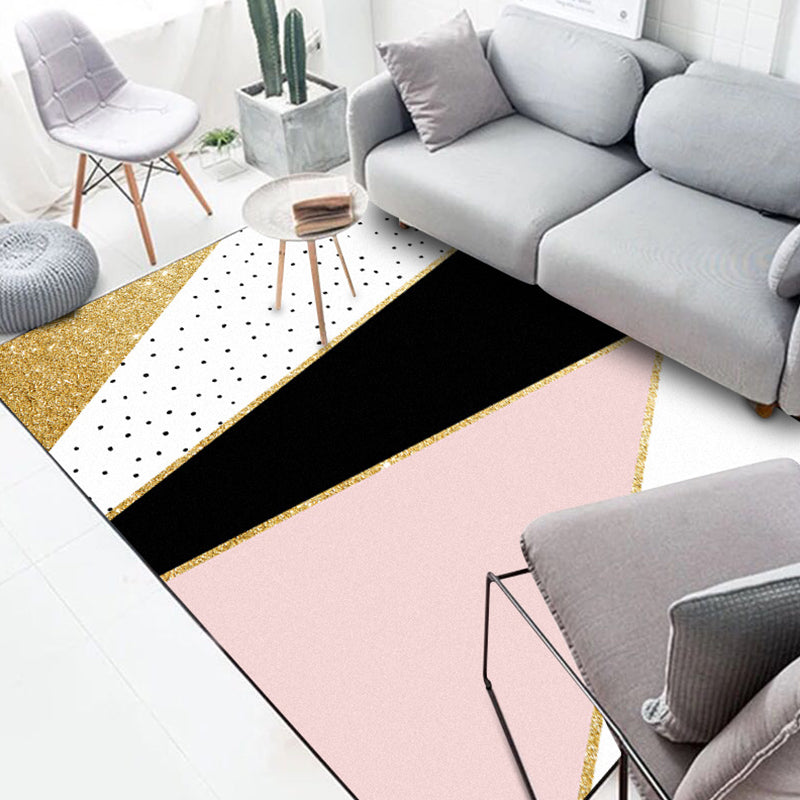 Scandinavian Modern Rug Colorful Colorblock Geometry Pattern Rug Polyester Anti-Slip Carpet for Home Decoration Pink Clearhalo 'Area Rug' 'Modern' 'Rugs' Rug' 1636110