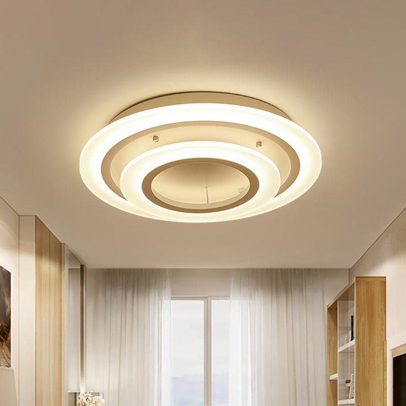 Acrylic Multi-Layer Ceiling Lamp Minimalist 2/3/4-Head LED White Flush Mount Lighting in Warm/White Light Clearhalo 'Ceiling Lights' 'Close To Ceiling Lights' 'Close to ceiling' 'Flush mount' Lighting' 163612