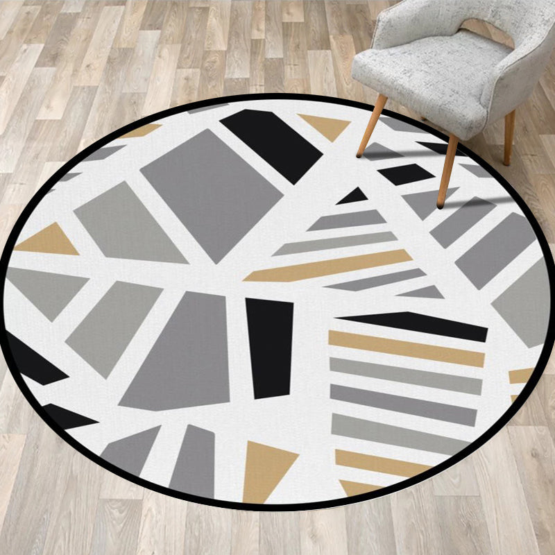 Simple Modern Rug in Grey Geometry Pattern Rug Polyester Pet Friendly Carpet for Home Decoration Grey Clearhalo 'Area Rug' 'Modern' 'Rugs' Rug' 1636126