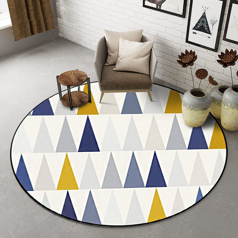 Ivory Bedroom Rug Modern Geometric Triangle Pattern Area Rug Polyester Anti-Slip Backing Carpet Blue Clearhalo 'Area Rug' 'Modern' 'Rugs' Rug' 1636134