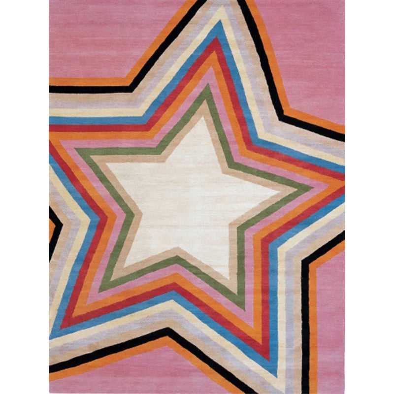 Casual Modern Rug in Pink Geometry Star Pattern Rug Polyester Pet Friendly Carpet for Home Decoration Clearhalo 'Area Rug' 'Modern' 'Rugs' Rug' 1636144