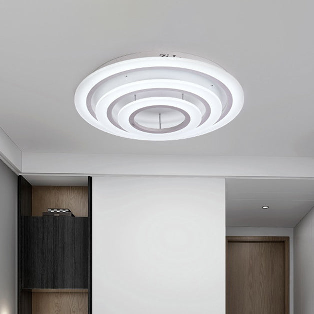 Acrylic Multi-Layer Ceiling Lamp Minimalist 2/3/4-Head LED White Flush Mount Lighting in Warm/White Light 3 White White Clearhalo 'Ceiling Lights' 'Close To Ceiling Lights' 'Close to ceiling' 'Flush mount' Lighting' 163615