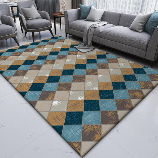 Colorful Bedroom Rug Modern Geometric Diamond Pattern Area Rug Polyester Stain-Resistant Carpet Blue Clearhalo 'Area Rug' 'Modern' 'Rugs' Rug' 1636150