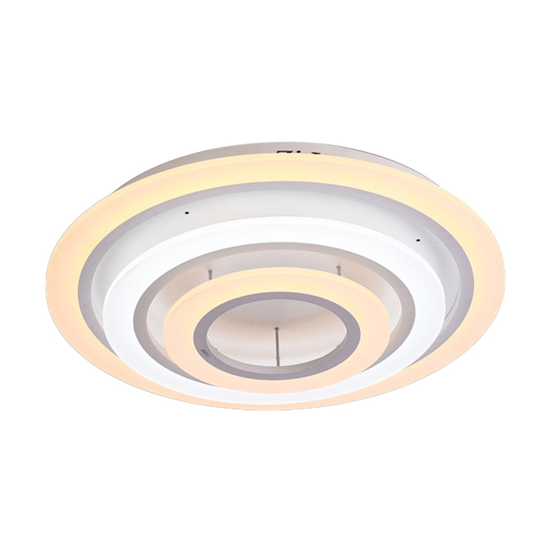 Acrylic Multi-Layer Ceiling Lamp Minimalist 2/3/4-Head LED White Flush Mount Lighting in Warm/White Light 3 White Warm Clearhalo 'Ceiling Lights' 'Close To Ceiling Lights' 'Close to ceiling' 'Flush mount' Lighting' 163617