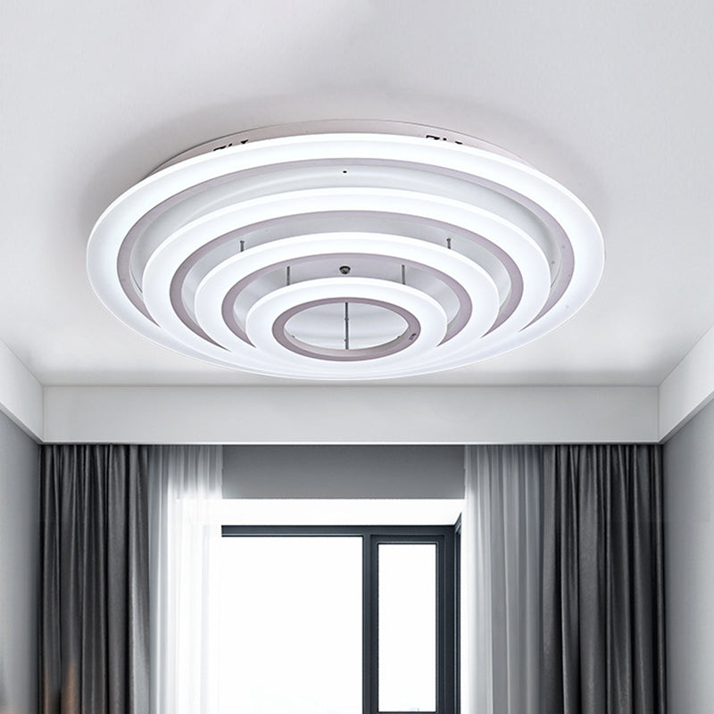 Acrylic Multi-Layer Ceiling Lamp Minimalist 2/3/4-Head LED White Flush Mount Lighting in Warm/White Light 4 White White Clearhalo 'Ceiling Lights' 'Close To Ceiling Lights' 'Close to ceiling' 'Flush mount' Lighting' 163619