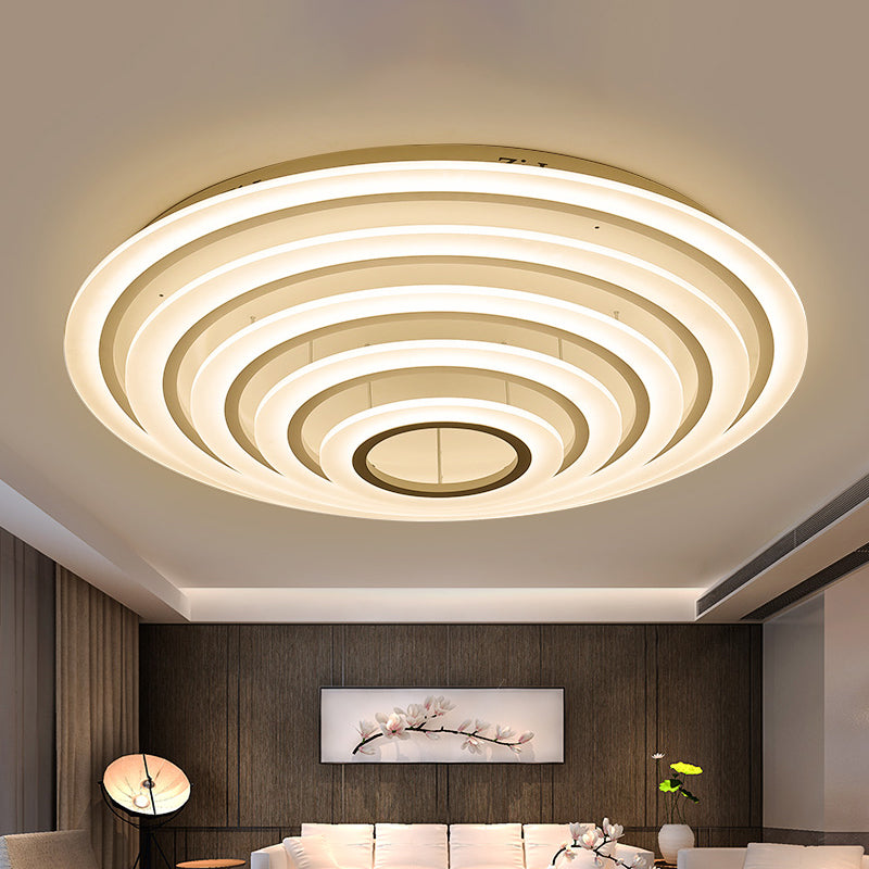 Acrylic Multi-Layer Ceiling Lamp Minimalist 2/3/4-Head LED White Flush Mount Lighting in Warm/White Light 5 White Clearhalo 'Ceiling Lights' 'Close To Ceiling Lights' 'Close to ceiling' 'Flush mount' Lighting' 163623