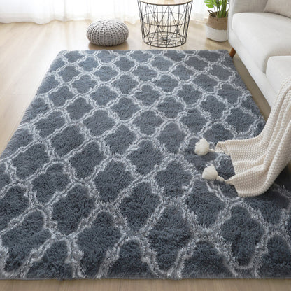 Casual Living Room Rug in Blue and Grey Plaid Pattern Rug Polyester Washable Stain-Resistant Area Rug Dark Gray Clearhalo 'Area Rug' 'Casual' 'Rugs' Rug' 1636415